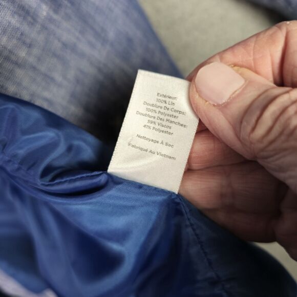 Talbots Blazer Jacket Women 22WP Chambray Blue 100% Linen Professional Career - Picture 16 of 16